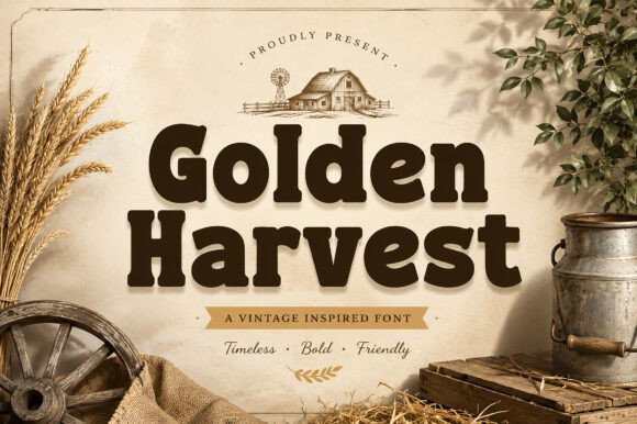 Golden Harvest: The Perfect Display Font for Rustic Branding